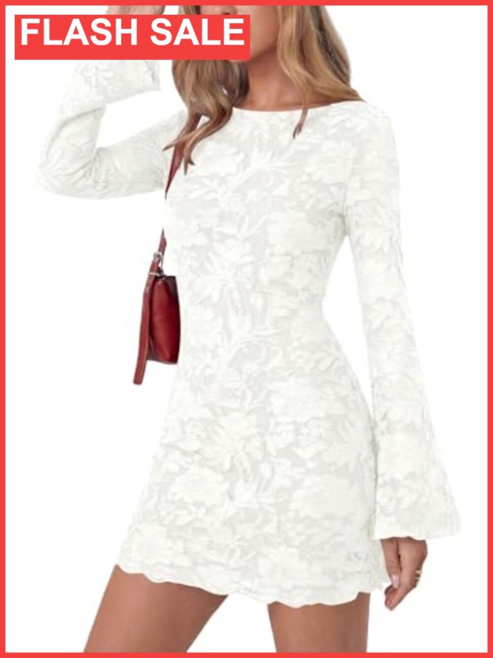 Mesh Bodycon Long Sleeve Mini Dress Boat Neck Floral Casual Party